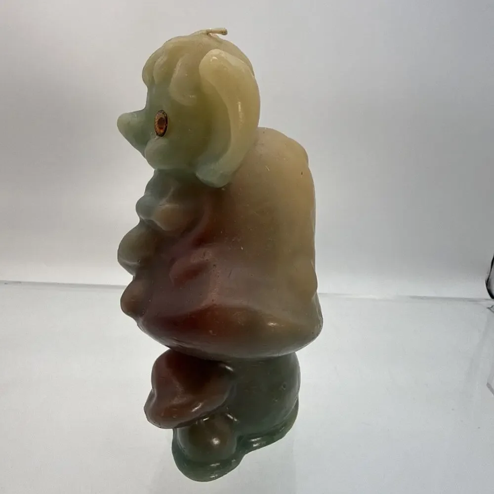 Rare Vtg Mushroom Gnome/Mouse Candle Elf German Whimsy Wax Art Carved